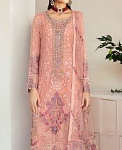 Ramsha Salmon Pink Chiffon Suit- Pakistani Designer Chiffon Suit