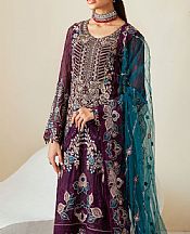 Ramsha Egg Plant Chiffon Suit- Pakistani Chiffon Dress