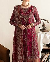 Ramsha Crimson Organza Suit- Pakistani Chiffon Dress