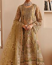 Ramsha Mustard Organza Suit- Pakistani Designer Chiffon Suit