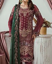 Ramsha Wine Chiffon Suit- Pakistani Designer Chiffon Suit