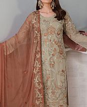 Ramsha Olive Grey Chiffon Suit- Pakistani Chiffon Dress