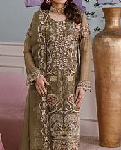 Ramsha Olive Green Chiffon Suit- Pakistani Chiffon Dress