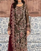 Ramsha English Walnut Chiffon Suit- Pakistani Designer Chiffon Suit