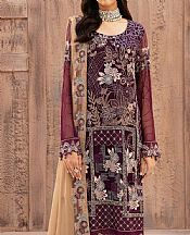 Ramsha Eggplant Chiffon Suit- Pakistani Designer Chiffon Suit
