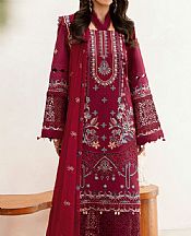 Ramsha Deep Carmine Lawn Suit- Pakistani Lawn Dress