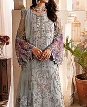 Ramsha Grey Net Suit- Pakistani Designer Chiffon Suit
