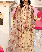 Ramsha Fawn Net Suit- Pakistani Chiffon Dress