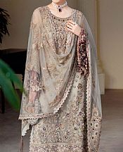 Ramsha Grey Net Suit- Pakistani Chiffon Dress