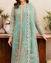 Ramsha Turquoise Organza Suit- Pakistani Chiffon Dress
