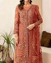 Ramsha Bright Orange Organza Suit- Pakistani Designer Chiffon Suit
