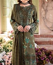 Ramsha Olive Green Viscose Suit- Pakistani Winter Dress
