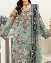 Ramsha Sea Green Organza Suit- Pakistani Chiffon Dress