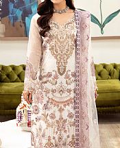 Ramsha Off-white Organza Suit- Pakistani Designer Chiffon Suit