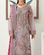 Ramsha Grey Organza Suit- Pakistani Designer Chiffon Suit