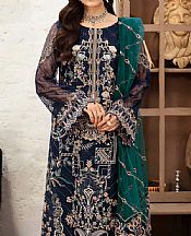 Ramsha Navy Blue Organza Suit- Pakistani Chiffon Dress