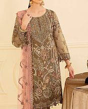 Olive Organza Suit- Pakistani Designer Chiffon Suit