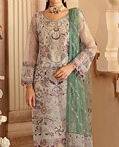 Ramsha Grey Organza Suit- Pakistani Chiffon Dress