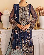 Ramsha Navy Blue Organza Suit- Pakistani Designer Chiffon Suit