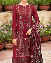 Ramsha Wine Lawn Suit- Pakistani Lawn Dress