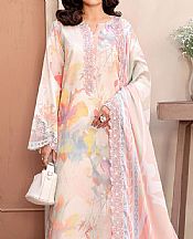 Ramsha Ivory/Pink Raw Silk Suit- Pakistani Designer Chiffon Suit