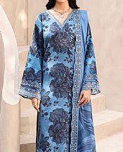 Ramsha Cadet Blue Raw Silk Suit- Pakistani Designer Chiffon Suit