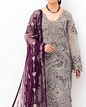 Grey Organza Suit- Pakistani Designer Chiffon Suit