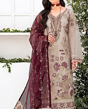 Ramsha Grey Organza Suit- Pakistani Chiffon Dress