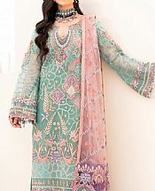 Ramsha Aqua Organza Suit- Pakistani Chiffon Dress