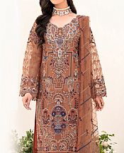 Ramsha Chestnut Brown Organza Suit- Pakistani Designer Chiffon Suit