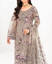 Ramsha Light Grey Organza Suit- Pakistani Designer Chiffon Suit