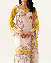 Ramsha Off White/Mustard Lawn Suit- Pakistani Designer Lawn Suits