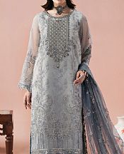 Ramsha Grey Organza Suit- Pakistani Designer Chiffon Suit