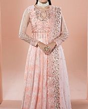 Ramsha Peach Net Suit- Pakistani Designer Chiffon Suit