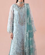 Ramsha Baby Blue Organza Suit- Pakistani Chiffon Dress