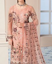 Ramsha Peach Chiffon Suit- Pakistani Chiffon Dress