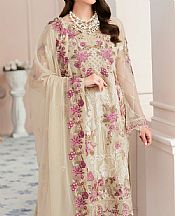Ramsha Ivory Chiffon Suit- Pakistani Designer Chiffon Suit