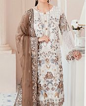 Ramsha Off-white Chiffon Suit- Pakistani Designer Chiffon Suit