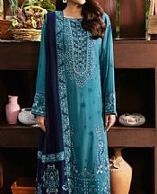 Ramsha Hippie Blue Karandi Suit- Pakistani Winter Dress