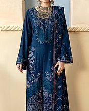 Ramsha Prussian Blue Karandi Suit- Pakistani Winter Dress