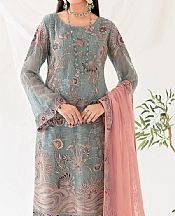 Ramsha Slate Grey Chiffon Suit- Pakistani Designer Chiffon Suit