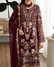 Ramsha Wine Chiffon Suit- Pakistani Designer Chiffon Suit