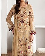 Ramsha Tan Chiffon Suit- Pakistani Designer Chiffon Suit