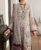 Ramsha Slate Grey Chiffon Suit- Pakistani Designer Chiffon Suit