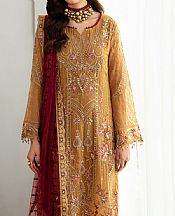 Ramsha Mustard Chiffon Suit- Pakistani Designer Chiffon Suit