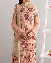 Ramsha Peach Chiffon Suit- Pakistani Designer Chiffon Suit