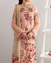 Ramsha Peach Chiffon Suit- Pakistani Chiffon Dress