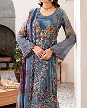 Denim Blue Chiffon Suit