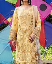 Ramsha Sand Gold Lawn Suit- Pakistani Designer Lawn Suits