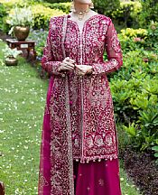 Ramsha Magenta Organza Suit- Pakistani Designer Chiffon Suit